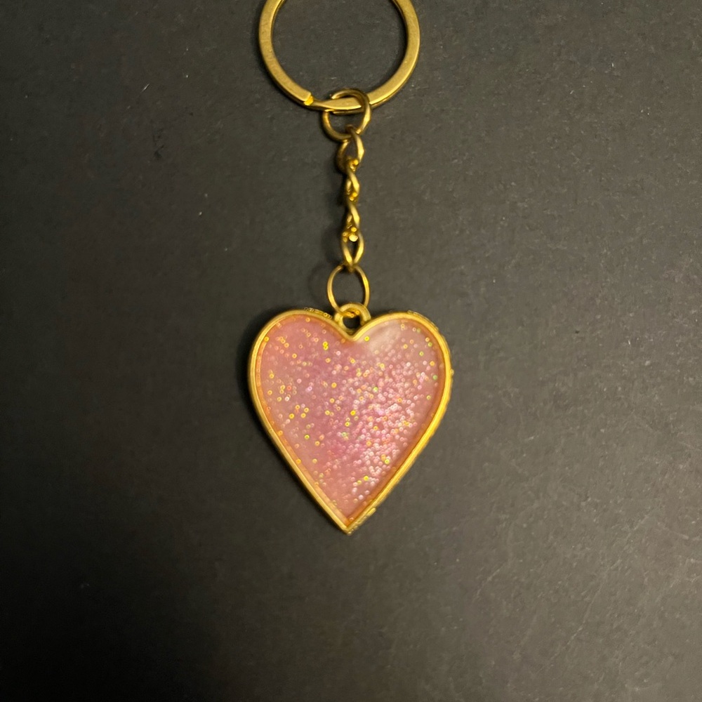 Gold and Pink Heart Key Holder